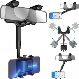 BB068-Rear View Mirror Phone Holder Rotatable and Retractable for All Phone