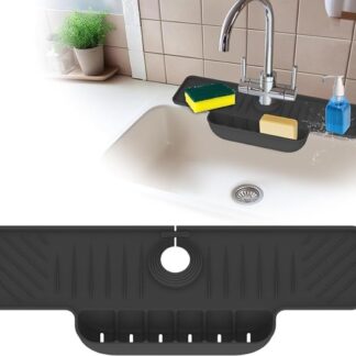 BB080-Silicone Faucet Handle Drip Catcher Tray Mat With Sponge Holder for Kitchen