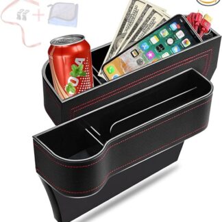 BB090-Car Seat Gap Filler Organizer Storage Box with Cup Holders 2 Seat Hooks for Drink